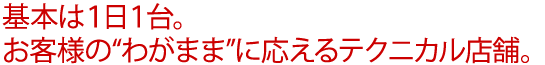 基本は1日１台。お客様の'わがまま'に応えるテクニカル店舗