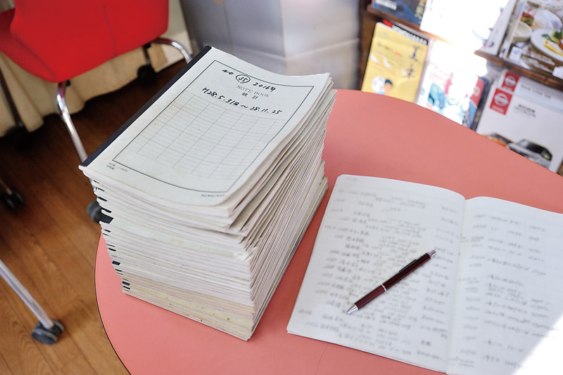創業以来、お母様が書き溜めた顧客ノート。その中には、顧客とのつながりの歴史が記されている
