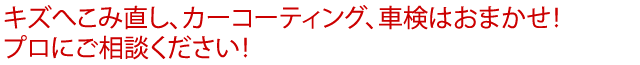 キズへこみ直し、カーコーティング、車検はおまかせ！プロにご相談ください！