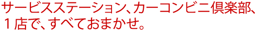 サービスステーション、カーコンビニ倶楽部、１店で、すべておまかせ。